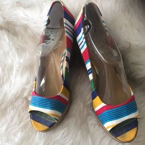 Nine West colorful wedge platforms